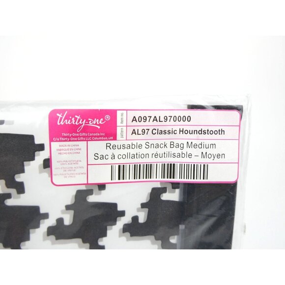 Thirty-One Classic Houndstooth Small & Medium Reusable Snack Bag Set NWT - Picture 16 of 16